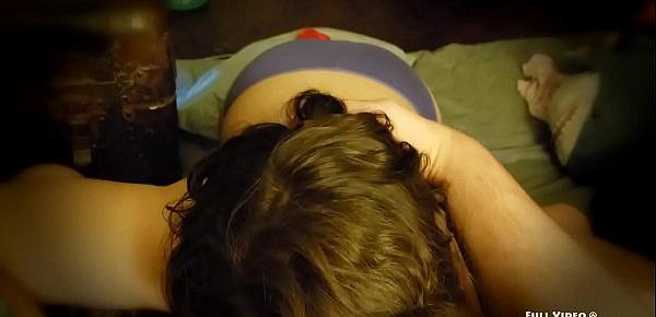  Giving my STEP BROTHERS little cock a good SUCK on his couch while Husband cooks us dinner!